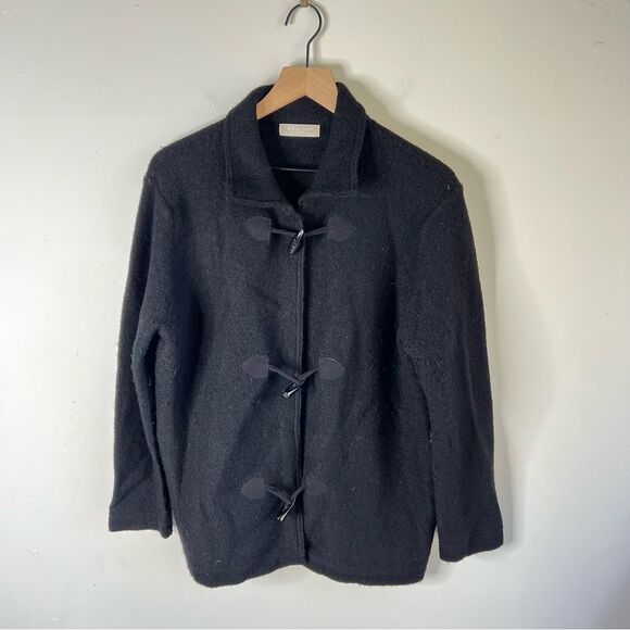 Kate Hill Charcoal Black Wool Pea Coat small - Picture 1 of 5